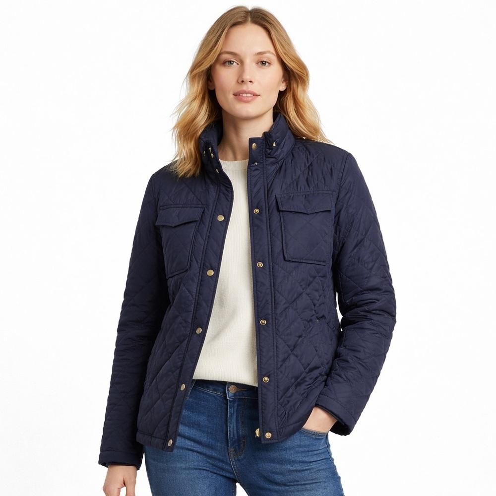 Scotch & Soda Amsterdam Couture Quilted Barn Military Jacket Medium Navy Blue